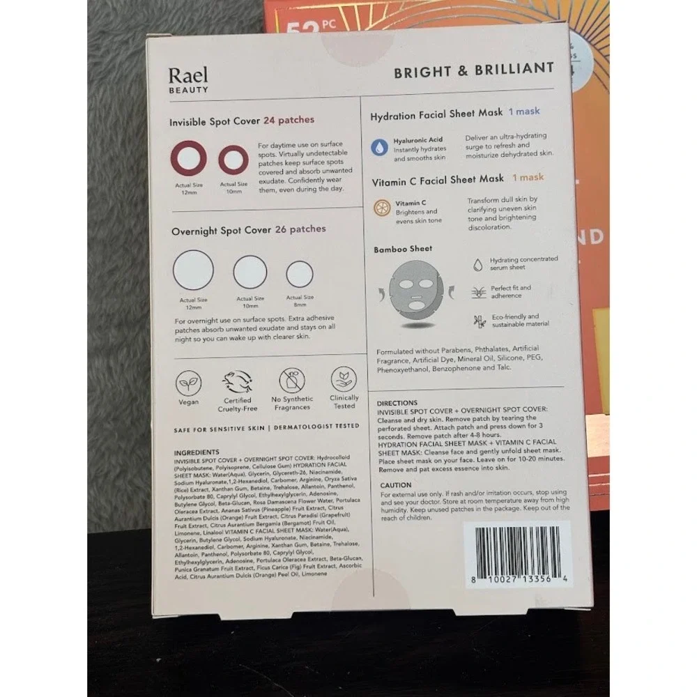 2 - Rael Beauty Bright & Brilliant Miracle Patch and Sheet Mask Set 52pc New Box